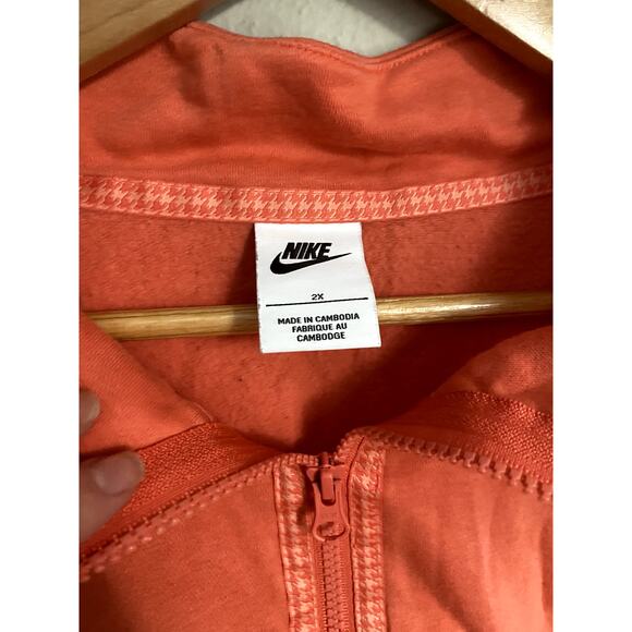 Nike Swoosh Jersey Zip Up Pink Pullover Sweater 2X Preppy Spotscore Cozy Lounge - Picture 2 of 4